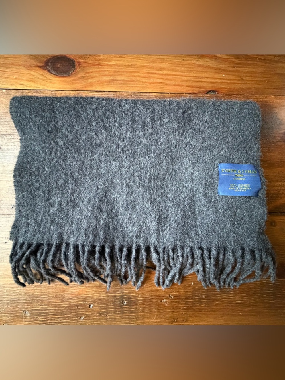 Joseph & Lyman Charcoal Gray Cashmere Scarf